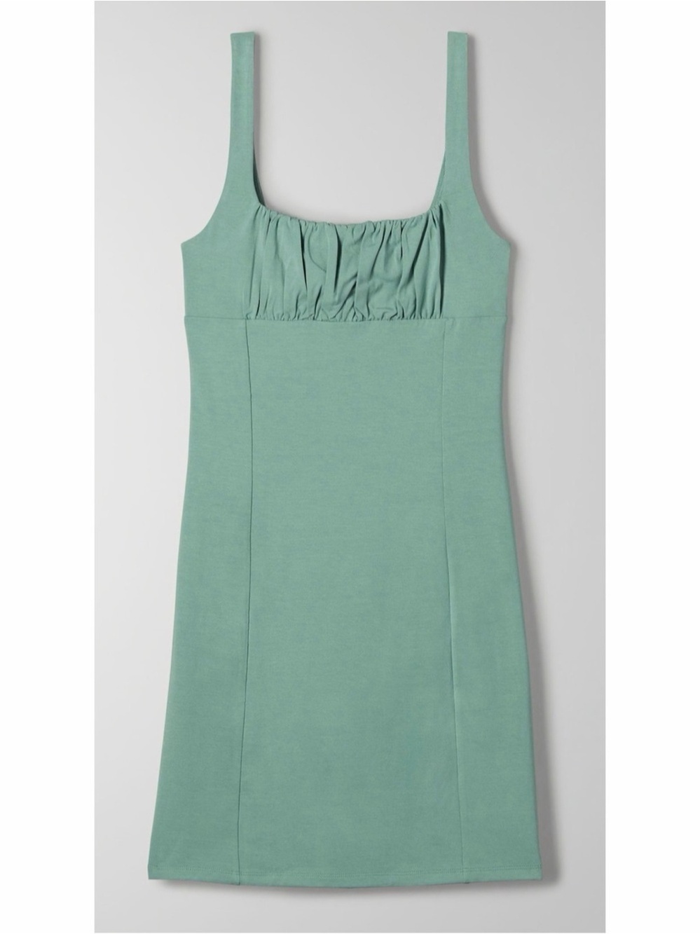 Aritzia Wilfred Free Orbit Ruched Bust Mini Dress Green